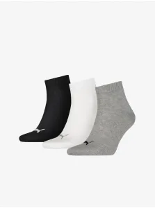 Sada troch párov ponožiek v šedej, bielej a čiernej farbe Puma #5612548
