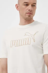 Tričko Puma pánske, béžová farba, s nášivkou