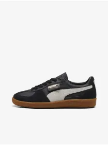 White and Black Men's Leather Sneakers Puma Palermo Lth - Men's #8584644