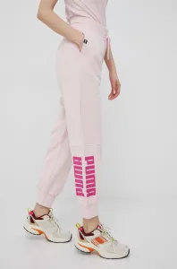 Bavlnené nohavice Puma 847127 dámske, ružová farba, s potlačou #211652