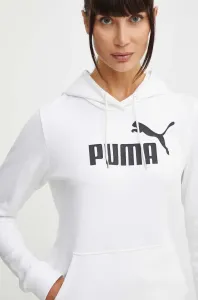 Mikina Puma dámska, biela farba, s kapucňou, s potlačou, 586791