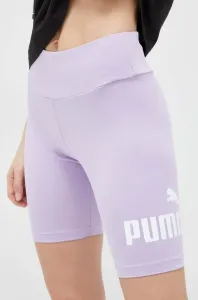 Šortky Puma dámske, fialová farba, s potlačou, vysoký pás, 848347