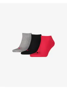 Sada troch párov ponožiek v šedej, čiernej a červenej farbe Puma #6198736