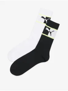 Sada dvoch párov unisex ponožiek v čiernej a bielej farbe Puma Blocked Logo Sock #7124649