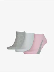 Sada troch párov ponožiek v šedej, bielej a ružovej farbe Puma