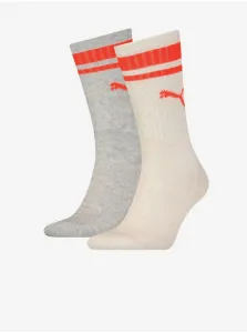 Puma Set of Two Pairs of Men's Socks in Cream and Light Grey Pum - Men's