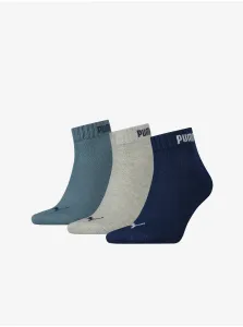 Sada troch párov ponožiek v petrolejovej, šedej a tmavomodrej farbe Puma #5982732