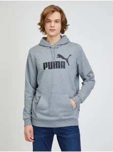 Mikina s kapucňou Puma Essential Big Logo Hoodie Sivá / Čierna