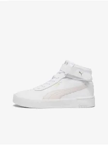 White Women's Leather Ankle Sneakers Puma Carina 2.0 - Women #8100197