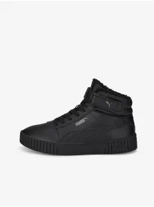 Puma Carina 2.0 Black Women's Insulated Leather Ankle Sneakers - Women's #4210947