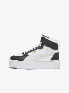 Black and White Women's Leather Ankle Sneakers on Puma Karm Platform - Women #8100179