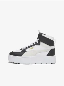 Black and White Women's Leather Ankle Sneakers on Puma Karm Platform - Women #8100177