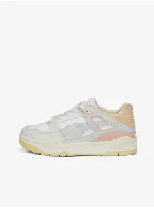 Grey-Beige Women's Leather Sneakers with Suede Details Puma - Women #6505195