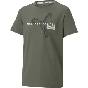 Puma ALPHA HOLIDAY TEE B Chlapčenské tričko, khaki, veľkosť 152