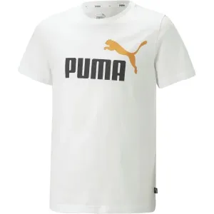 Puma ESS + 2 COL LOGO TEE Chlapčenské tričko, biela, veľkosť #6716271
