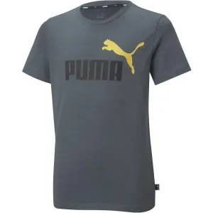 Puma ESS + 2 COL LOGO TEE Chlapčenské tričko, tmavo sivá, veľkosť 128