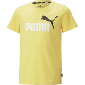 Puma ESS + 2 COL LOGO TEE Chlapčenské tričko, žltá, veľkosť 128 #6473403