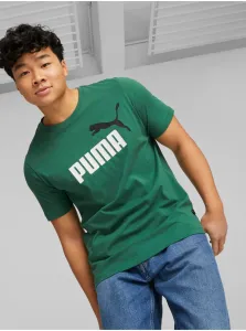 Puma ESS + 2 COL LOGO TEE Pánske tričko, zelená, veľkosť XL