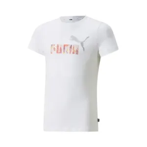 Puma ESS+BLOOM LOGO TEE G Dievčenské tričko, biela, veľkosť #444070