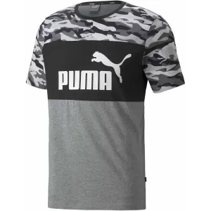 Puma ESS+ CAMO TEE Pánske tričko, tmavo sivá, veľkosť XL