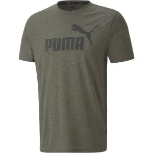 Puma ESS+ HEATHER TEE Pánske tričko, khaki, veľkosť M
