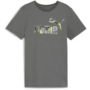 Puma ESSENTIALS + CAMO LOGO TEE B Detské tričko, tmavo sivá, veľkosť #9383116