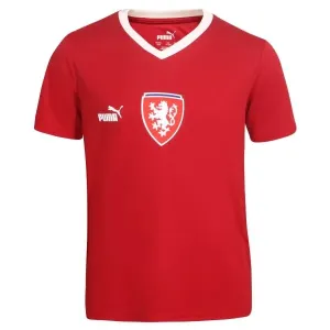 Puma FACR HOME JERSEY FAN JR Chlapčenské futbalové tričko, červená, veľkosť #5150728