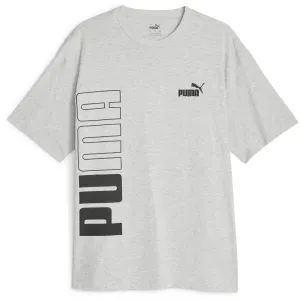 Puma POWER COLORBLOCK TEE Pánske tričko, sivá, veľkosť #7493364