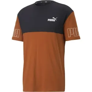 Puma PUMA POWER COLOR BLOCK TEE Pánske tričko, hnedá, veľkosť #409630