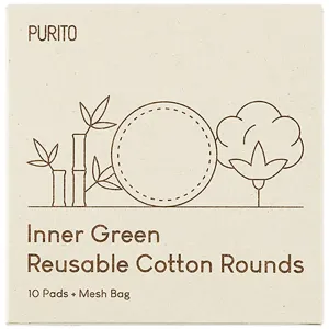 Purito Inner Green Reusable Cotton Rounds bavlnené tampóny na odlíčenie a čistenie pleti 10 ks