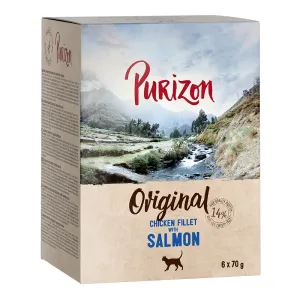 Purizon kapsičky, 6 x 70 / 85 g - 15 % zľava -  kuracie filety s lososom Adult 6 x 70 g