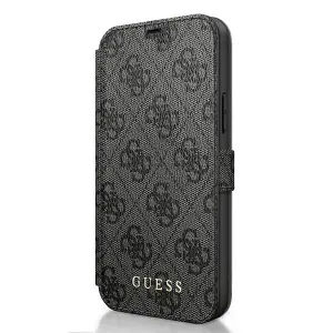 Guess case for iPhone 12 / 12 Pro 6,1" GUFLBKSP12M4GG gray book case 4G Charms Collection
