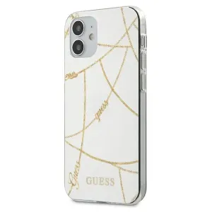 Guess case for iPhone 12 Mini 5,4" GUHCP12SPCUCHWH white hard case Gold Chain Collection