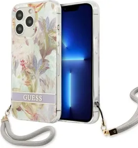 Guess case for iPhone 13 Pro Max 6,7" GUHCP13XHFLSU purple hard case Flower Strap