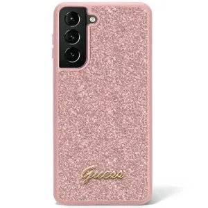 Plastové puzdro Guess na Samsung Galaxy S23 Ultra 5G S918 GUHCS23LHGGSHP Fixed Glitter ružové