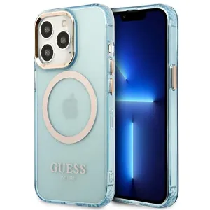 Guess case for iPhone 13 Pro / 13 6,1" GUHMP13LHTCMB blue hard case Gold Outline Translucent M