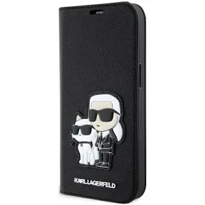 Karl Lagerfeld KLBKP14LSANKCPK Apple iPhone 14 Pro bookcase black Saffiano Karl & Choupette