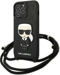 Karl Lagerfeld KLHCP13LCMNIPK Apple iPhone 13 Pro hardcase black Leather Monogram Patch and Cord Iconik
