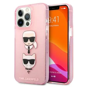 Karl Lagerfeld KLHCP13LKCTUGLP Apple iPhone 13 Pro pink Ochranný kryt Glitter Karl`s & Choupette