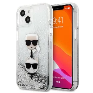Karl Lagerfeld KLHCP13SKICGLS Apple iPhone 13 mini silver hardcase Liquid Glitter Karl&Choupette Head