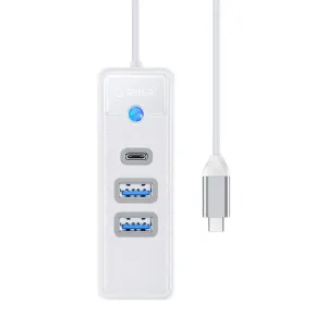 Orico Adapter Hub USB-C to 2x USB 3.0 + USB-C 5 Gbps, 0.15m (white)