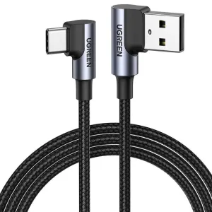 UGREEN US176 USB-C/USB-A Angle Cable 3A, 3m (black)