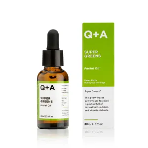 Q+A Super Greens Facial Oil 30 ml pleťové sérum pre ženy na veľmi suchú pleť; výživa a regenerácia pleti; na rozjasnenie pleti