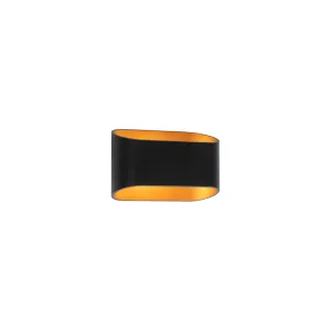 Dizajnová nástenná lampa čierna so zlatom - Alone R