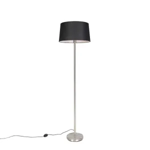 Moderná stojaca lampa oceľ s čiernym tienidlom 45 cm - Simplo