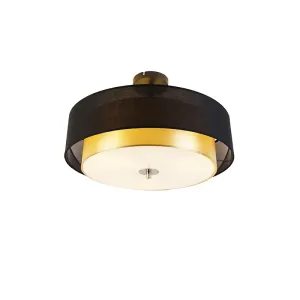 Moderné stropné svietidlo čierne so zlatým 50 cm 3-svetlo - Drum Duo #2740538