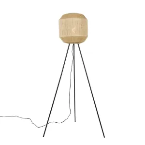 Orientálna stojaca lampa čierna s lanovým statívom - Riki