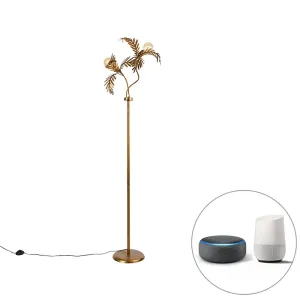 Inteligentná stojaca lampa zlatá 2-svetlá vrátane Wifi G95 - Botanica #2740857