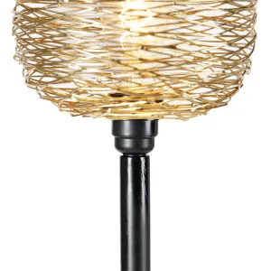 Dizajnová stojaca lampa čierna so zlatou 20 cm - Sarella