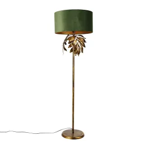Vintage stojaca lampa starožitná zlatá so zeleným tienidlom - Linden #5904880